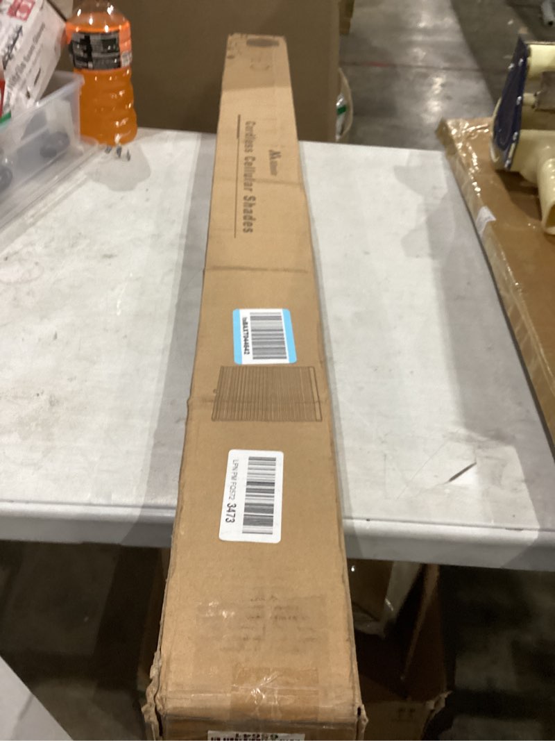 Condition photo showing New/Like New for allesin cordless blackout cellular shades, honeycomb blinds for windows, thermal insulated & noise dampening, room darkening window coverings for bedroom & nursery, gray, 23" w x 64" h gray-100% blackout 23"w x 64"h