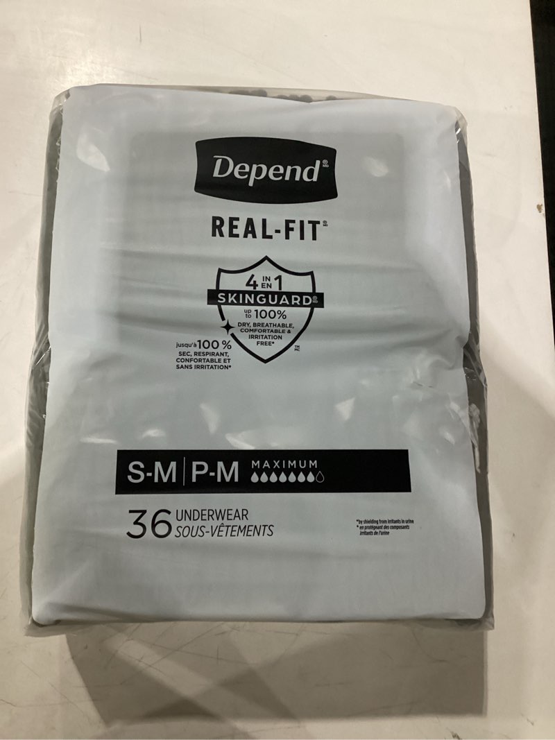 Depend Real Fit Adult Diapers, Incontinence Underwear for Men, Disposable, Maximum Absorbency, Small/Medium, Black, 36 Count, Packaging May Vary Small/Medium (Black) Small/Medium 36