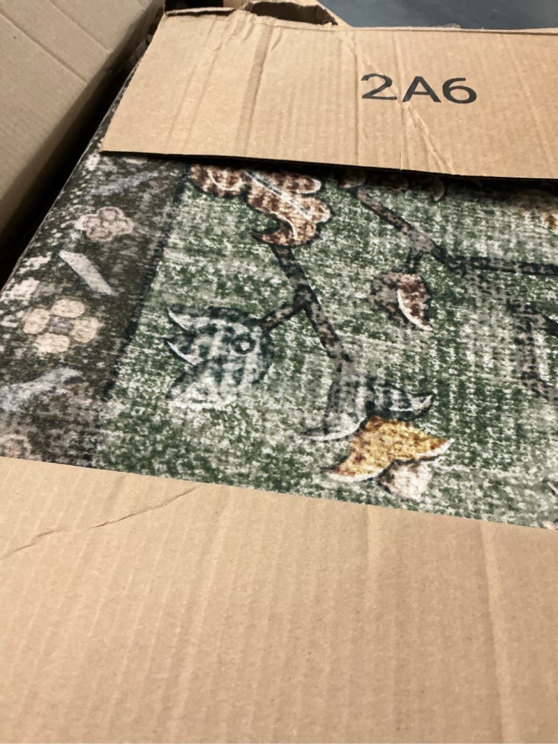 Condition photo showing Good Condition for releany area rugs 8'x10' washable non-slip, floral vintage distress print pattern medallion carpet for living room bedroom dining room, brick red rust neutral brown burnt orange green brick/brown/green 8' x 10' (rectangular)