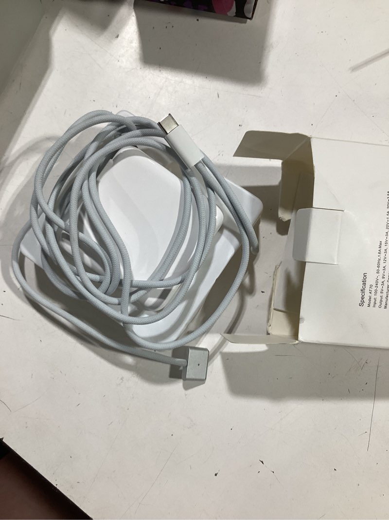 Condition photo showing Good Condition for untested charger for macbook air 13.6 15 inch mac book pro 14 inch m5 m4 m3 m2 m1 2026 2025 2024 2023 2022 2021, 70w power adapter, 6.6ft usb c to magnetic 3 cable led, powerful connect, original quality