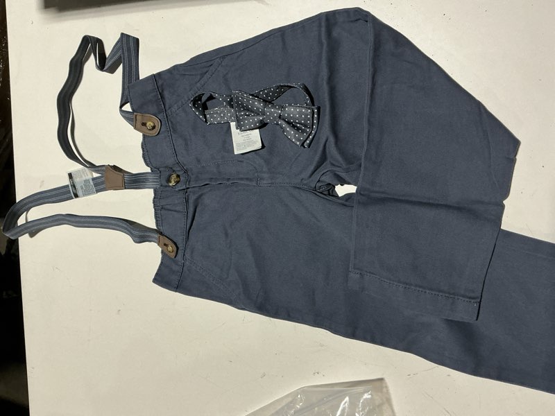 Simple Joys by Carter's Baby Boys' 4-piece Special Occasion Bow-tie and Suspender Pants Set 4T Charcoal/Green Grey Checked/Navy Dots