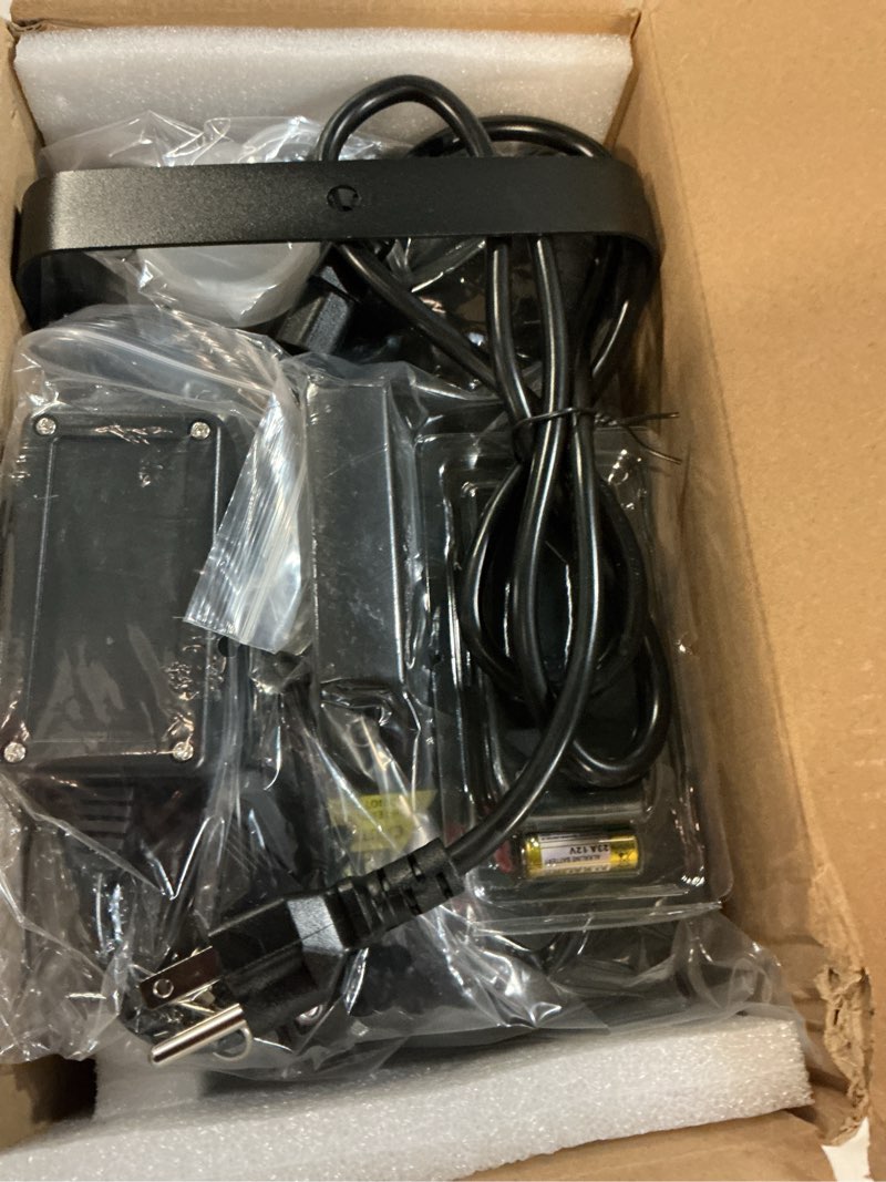 Condition photo showing New/Like New for fog machine, smoke machine with disco ball lights, 800w and 4500cfm with 13-color led effects, wired and wireless remote controls, ideal for indoor, outdoor, halloween, wedding, and parties black a1