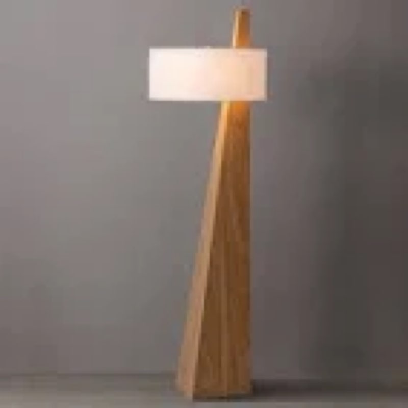 Obelisk Floor Lamp - 63", Chestnut Wood, White Cotton-Linen Shade