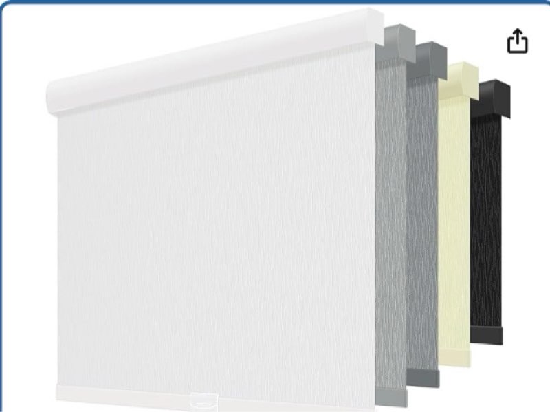 ChrisDowa Cordless Blackout Roller Shades for Windows, Striped Free-Stop Window Blinds with Privacy, Thermal Insulated Window Shades for Home, Office and Door. White, 34" W x 72" H