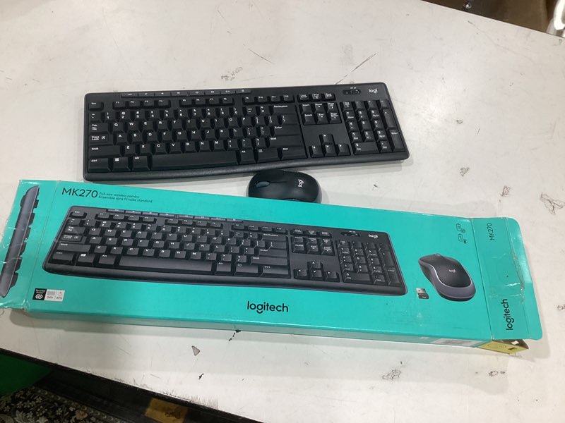 Condition photo showing As Is for logitech mk270 wireless keyboard and mouse combo for windows, 2.4 ghz wireless, compact mouse, 8 multimedia and shortcut keys, 2-year battery life, for pc, laptop - black black 1 pack combo