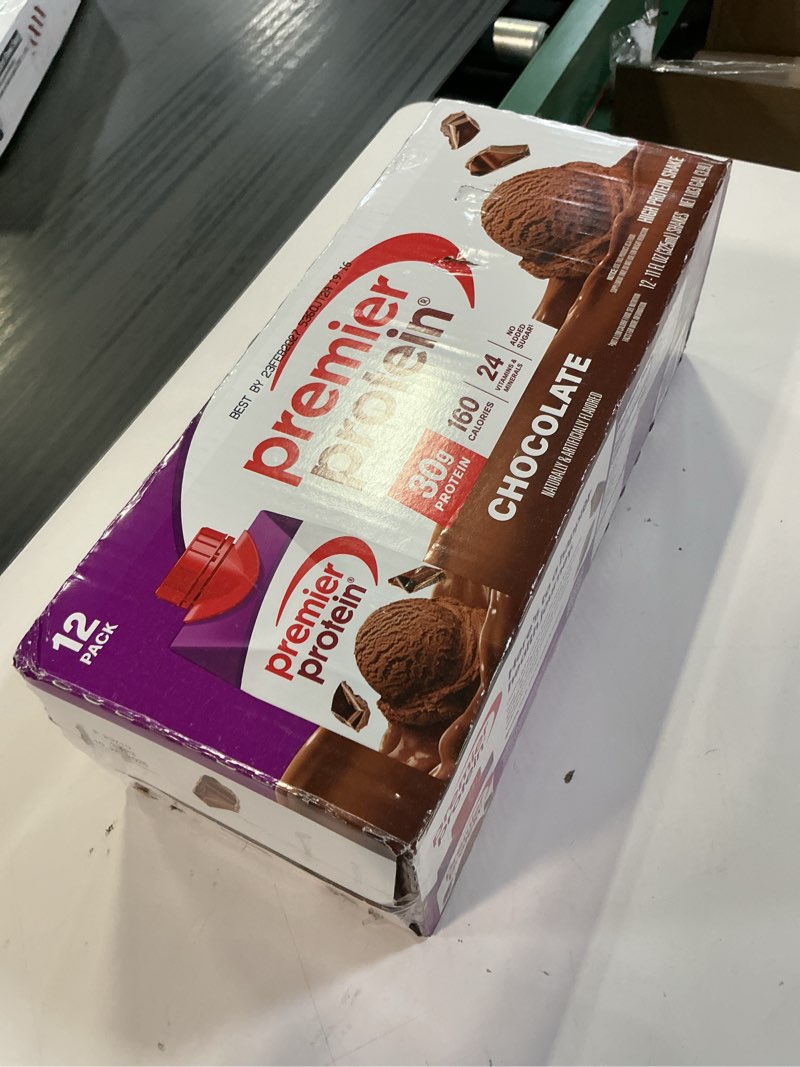 Condition photo showing New/Like New for (best by 23 /feb / 2027 ) premier protein shake, chocolate, 30g protein, no added sugar, 24 vitamins & minerals to support immune health, 11 fl oz, 12 pack (packaging may vary) chocolate 11 fl oz (pack of 12)