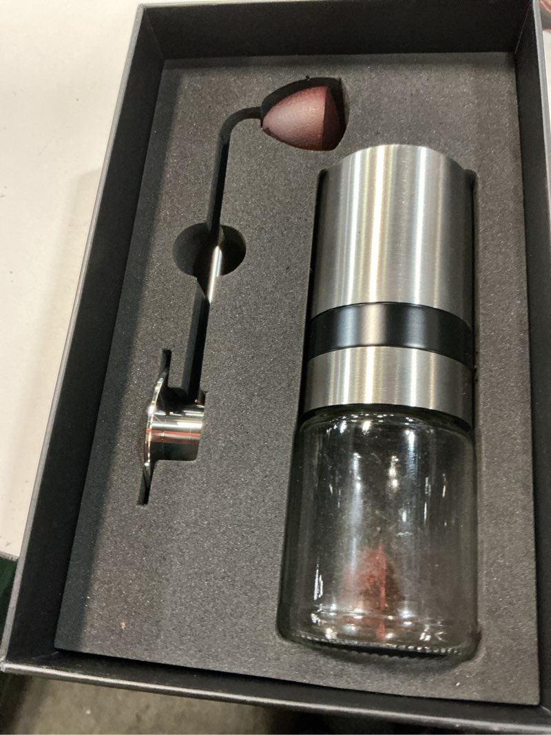 Condition photo showing Good Condition for vevok chef manual coffee grinder stainless steel burr grinder 6 external adjustable setting vintage hand coffee grinder portable hand crank conical coffee bean grinder mill for home,camping silver