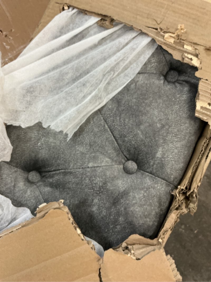 Condition photo showing item condition for ODC Twin Size Upholstered Daybed with Two Drawers, Sofa Bed with Storage,Wood Bed Frame with Waved Shape Arms Arms, No Box Spring Needed