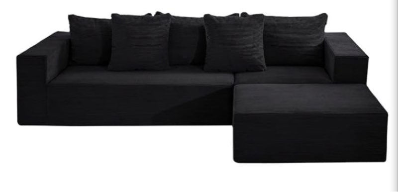 ingeroom 108" cloud sectional couch, black