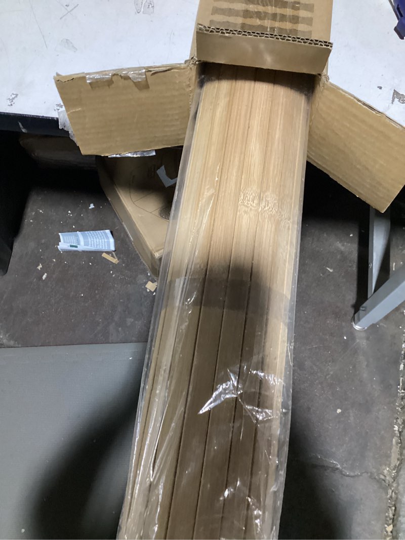 Condition photo showing New/Like New for Art3d 48 x 96 Inch Natural Bamboo Wall Panel for Interior Wall Decor, Flexible Pole Wrap Wainscoting Wall Cladding Paneling for Living Room, Bedroom, Office, Kitchen Island, Light-carbonized 1-48" x 96" Light-carbonized