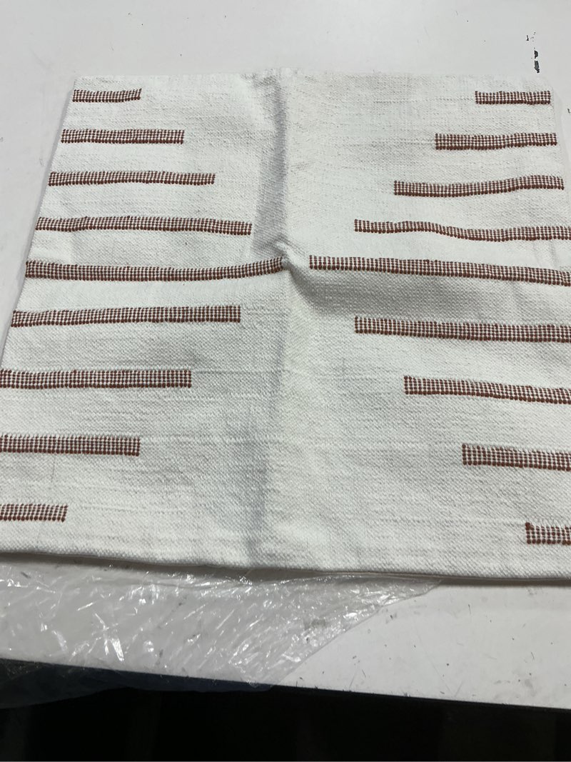 Condition photo showing Good Condition for quince bold stripe pillow cover 20x20 terracotta/white