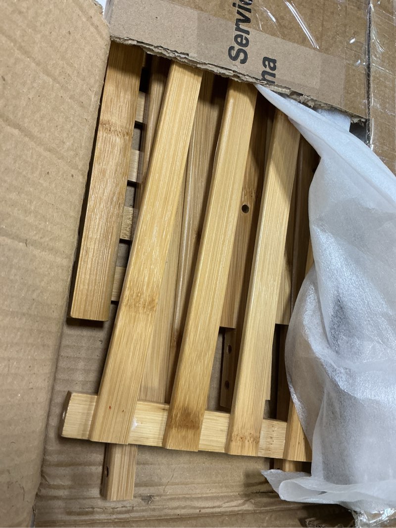 Condition photo showing As Is for small clothes racks,kids clothes hanging rack, bamboo wood clothing garment rack with shelves, free standing corner dress costume rack for small place,bedroom,bathroom, portable square