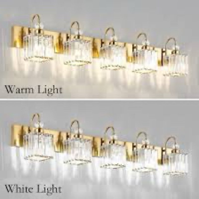 ralbay modern gold vanity lights for bathroom 6-lights gold crystal bathroom vanity lights over long mirror modern gold crystal bathroom lighting fixtures