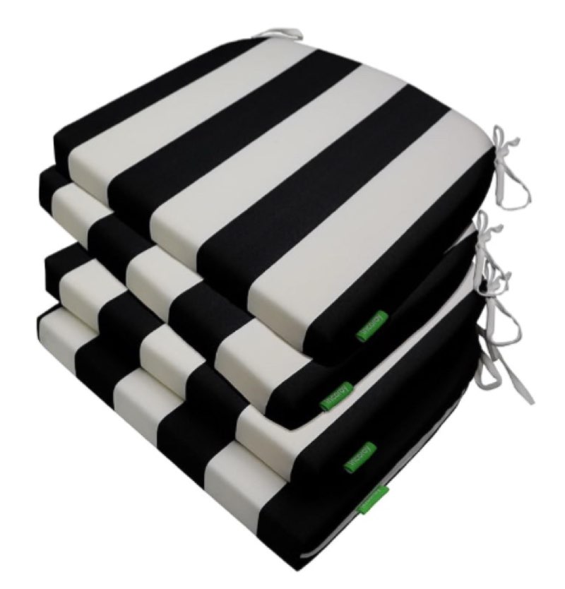 Outdoor Chair Cushions for Patio Furniture Set of 4, Patio Seat Cushions 17''x 17'', Water Repellant Outdoor Cushions Patio Furniture Cushions with Removable Cover, Outdoor Chair Pads Fade Resistant 17''x 17''x 2'' (4 Pack) Black and white 