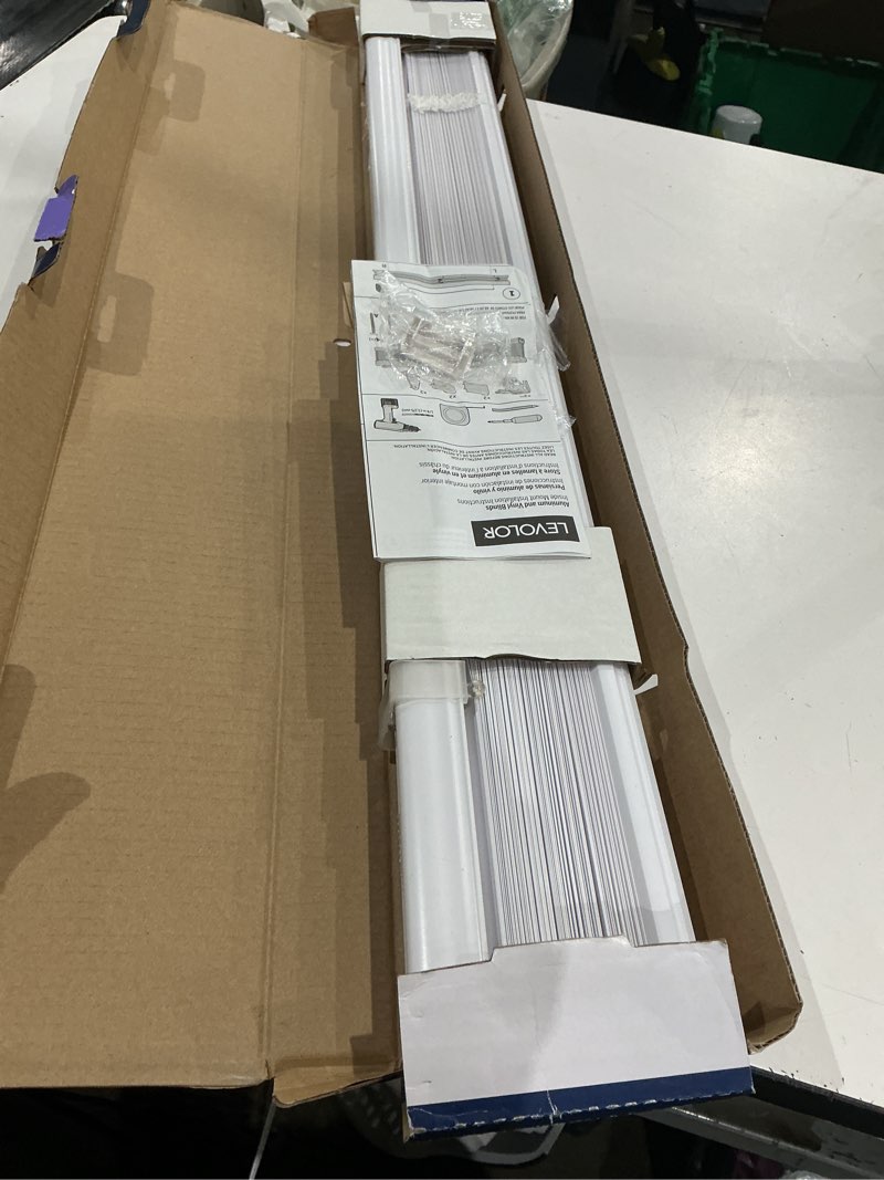 Condition photo showing Good Condition for levolor trim+go 1-in slat width 35-in x 64-in cordless white vinyl room darkening mini-blinds