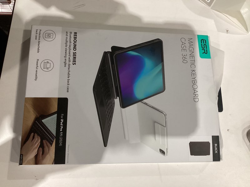 Condition photo showing New/Like New for ESR iPad Pro 11 Inch Case with Keyboard (M5/M4, 2025/2024), iPad Pro 11(5th) Keyboard Case with Easy-Set Magnetic Stand, Portrait/Landscape Modes, Removable Protective Case, Rebound 360 Series, Black