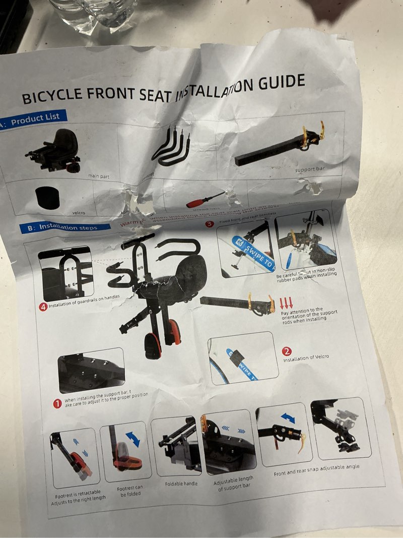 Condition photo showing New/Like New for Child Bike Seat, Kids Bike Seat with Guardrail, High Seat Cushion Backrest Mountain Bike Child Bike Seat, Bicycle Child Safety Seat for Children from 1 to 3 Years Old Mountain Seat