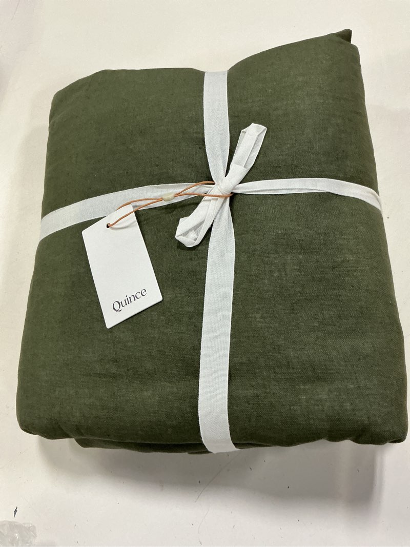 Condition photo showing Good Condition for quince european linen room darkening curtain - single panel, 96x84, hunter green