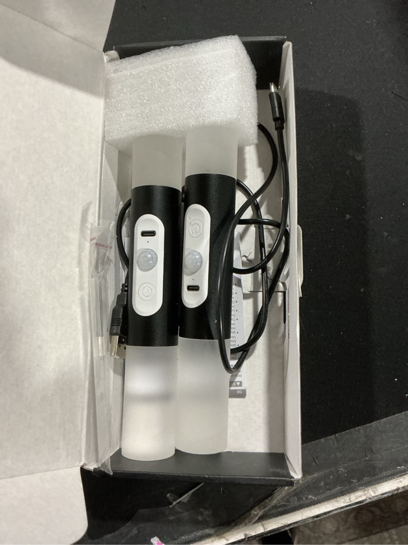 Condition photo showing New/Like New for Motion Sensor Wall Lights with Remote Control, LED Rechargeable Battery Operated Wall Sconces Set of Two for Bedroom, Wireless Night Light for Indoor Stairway, Hallway, Black