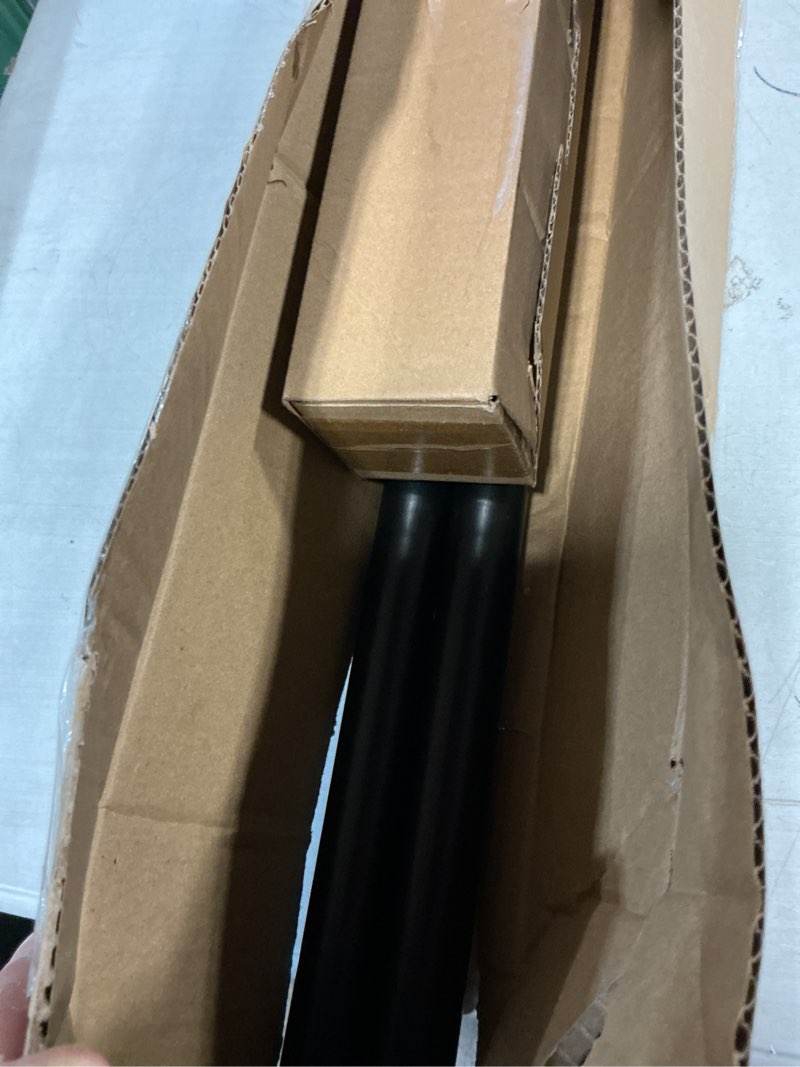 Condition photo showing Good Condition for mode industrial room darkening collection 1 1/8" diameter industrial curtain rod set with steel wall mounted adjustable curtain rod, blocks light, fits 72” to 144” windows, dark brown dark brown fits 72"-144" wide windows