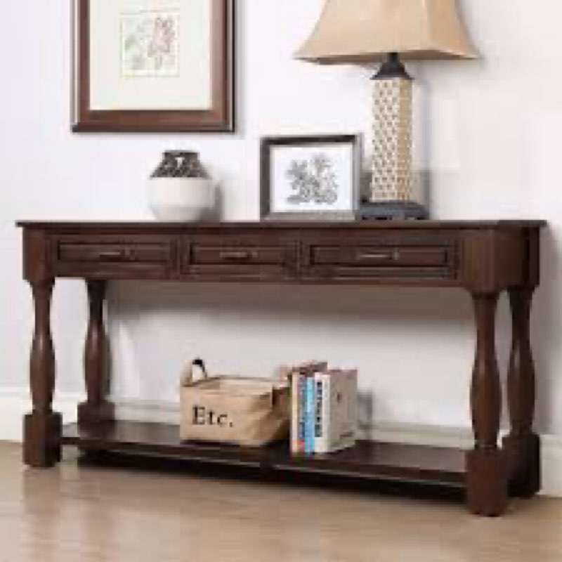 Bastedo 63.4''L*14.5”W Wood Console Table,Storage Side Table,Extra-thick Sofa Table with 3 Drawers and 1 Bottom Shelf INCOMPLETE 