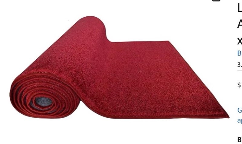 Protectors›Runners $110.00 $14 delivery Friday, January 9. Details Delivering to Walton 41094 - Update location Only 5 left in stock - order soon. Quantity: Quantity:1   Add to Cart   Buy Now Shipper / Seller Better Supplies Returns 30-day refund/replacement Payment Secure transaction   Add a Protection Plan: 2-Year Protection Plan for $22.99 3-Year Protection Plan for $27.99 Complete Protect: One plan covers all eligible past and future purchases for $16.99/month Add to List  Red Event Carpet Luxurious Quality Aisle Runner 3ft Wide x 10ft Long Touch the image to zoom in          Red Event Carpet Luxurious Quality Aisle Runner 3ft Wide x 10ft Long