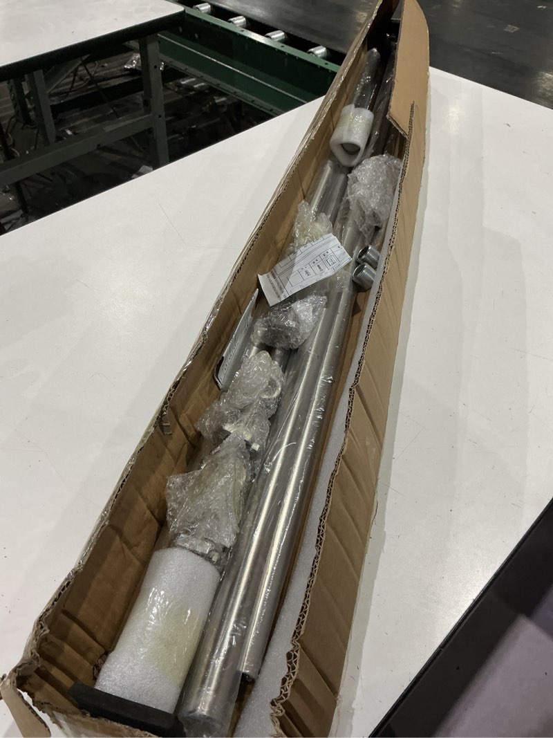 Condition photo showing As Is for curtain rods for windows 28 to 56 inches, vimayta 1 inch adjustable heavy duty drapery rod with aluminum alloy finials and brackets for living room, bedroom, patio, sliding door, brushed nickel brushed nickel 28"-56"