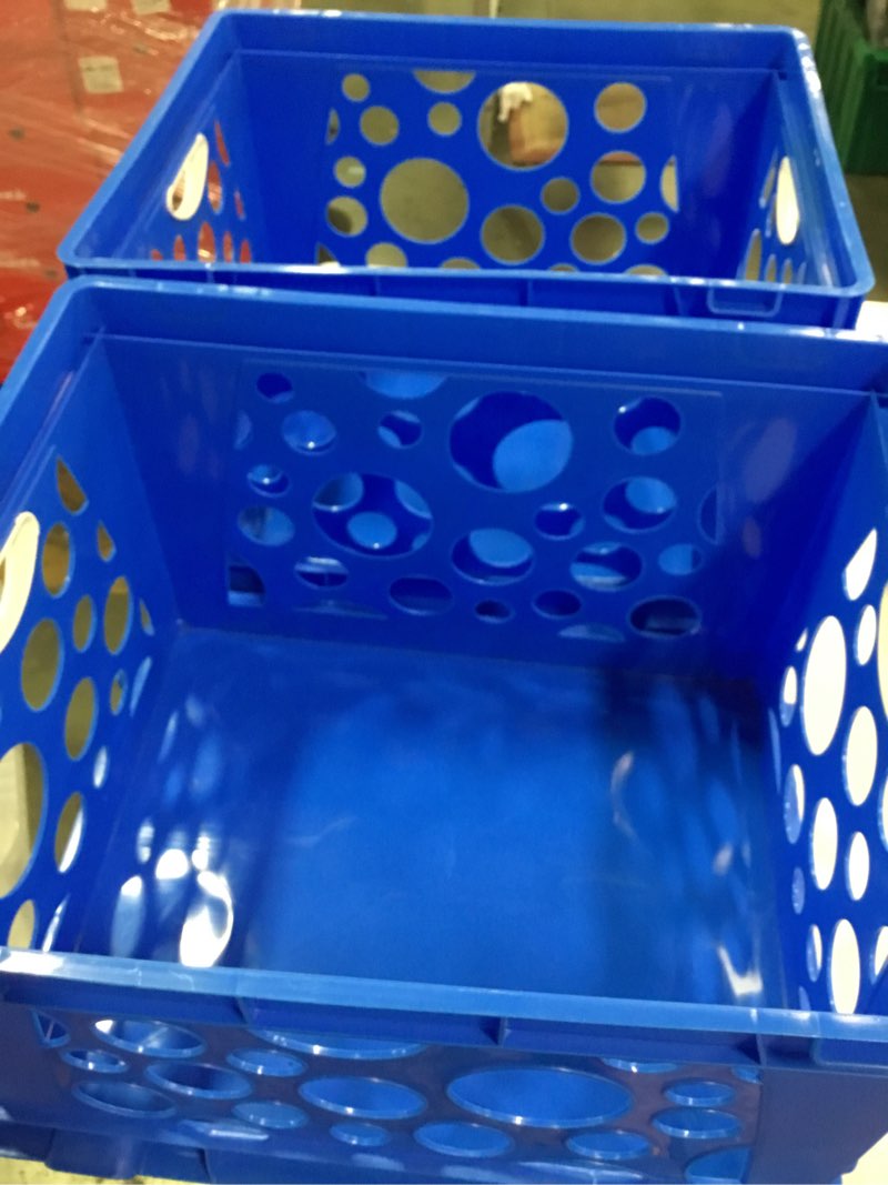 Condition photo showing As Is for Storex Large File Crate with Handles Classroom Blue (3 units/pack)