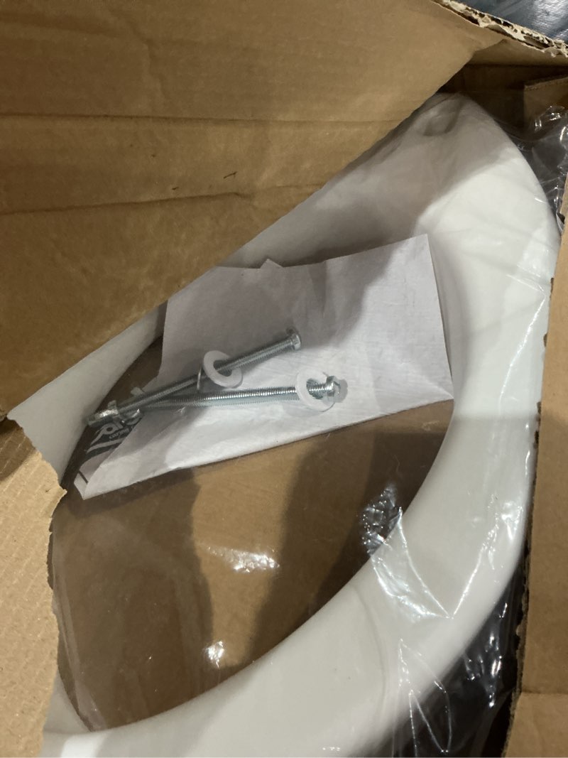 Condition photo showing As Is for carex toilet seat riser  elongated raised toilet seat adds 3.5 inches to toilet height  for assistance bending or sitting  300 pound weight capacity toilet riser
