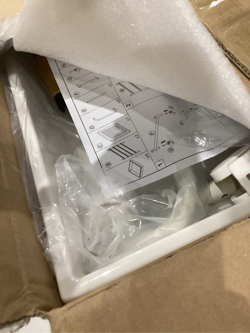 Condition photo showing As Is for 4 Tier Utility Rolling Cart with 4 Drawers Multipurpose Rolling Storage Cart with Wheels and Handles for Office Classroom Kitchen Bathroom Bedroom Organization White 4 Tier White