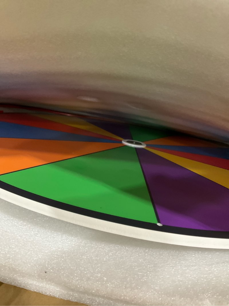 Condition photo showing New/Like New for 24" prize wheel - dual use tabletop or height adjustable floor stand heavy duty spinner wheel of fortune with 12 slots & dry erase & eraser for carnival, trade show, fortune spinning game colors 24inch