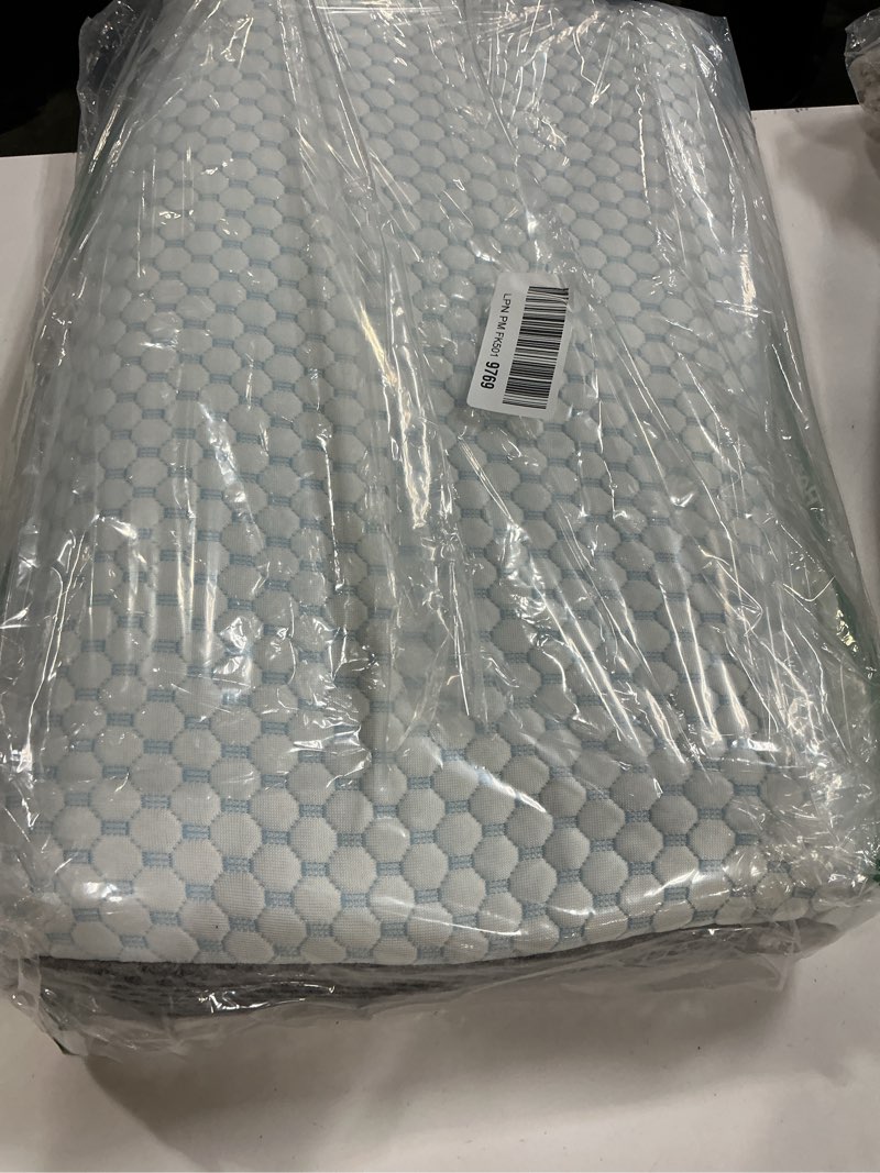 Condition photo showing Good Condition for Cervical Neck Pillow for Pain Relief, Contour Memory Foam Pillows for Sleeping, Odorless Ergonomic Pillow Adjustable Orthopedic Cooling Pillow Bed Pillow Neck Support for Side Back Stomach Sleepers Blue & Grey