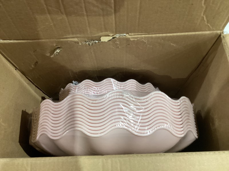 Condition photo showing New/Like New for LIYH 24 Pcs Pink Plates Reusable, Pink Plastic Scalloped Plate Durable and Dishwasher Safe,Baby Shower Plate, Light Weight Daisy Plastic Wavy Plates for Wedding Party Birthday 24(12 Guests) Pink