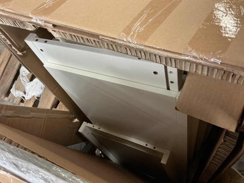 Condition photo showing As Is for Bright White Wood Closet System