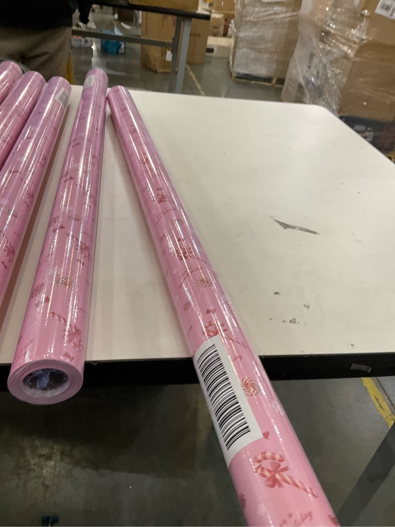 Condition photo showing New/Like New for Aimyoo Pink Christmas Wrapping Paper - 30 Inch x 32.8 Feet Jumbo Roll - Candy Cane Gift Wrap for Girls Christmas and Holiday Pink Candy 1 roll (Pack of 1)