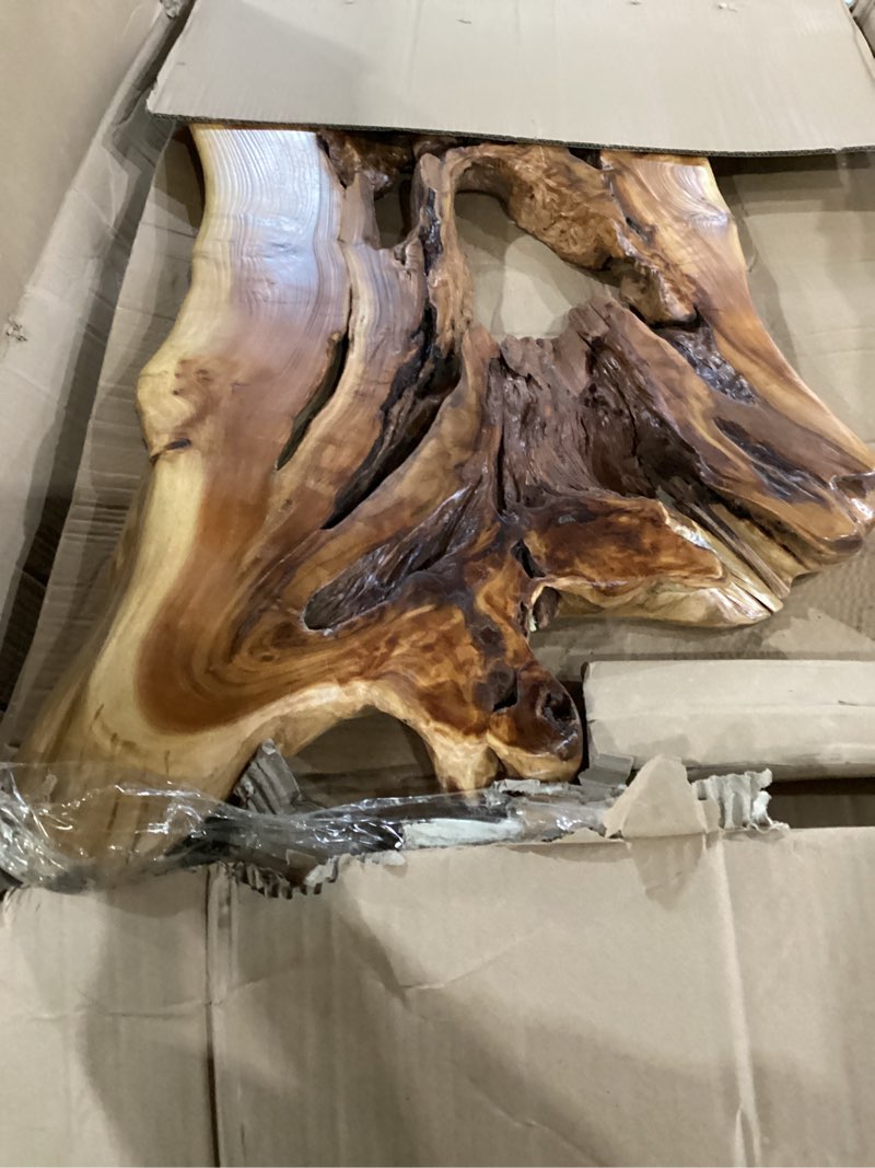 Condition photo showing Good Condition for bteobfy handcrafted edge coffee table | natural wood with unique organic shape | metal hairpin legs for living room, side table & boho decor,clear lacquer finish large