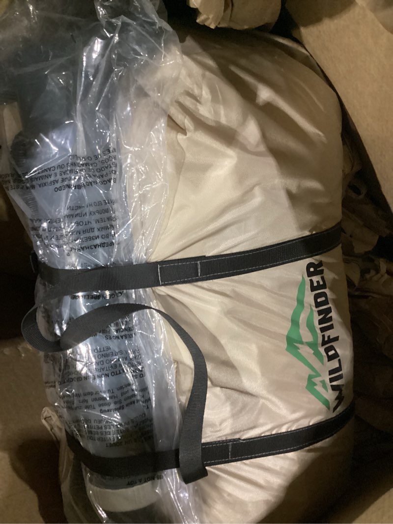 Condition photo showing New/Like New for inflatable tent with skylight, quick setup blow up tents with pump, hot tent with stove jack, waterproof oxford inflatable house for camping, air glamping tents for camping adult 4-6 person 4-6p off white