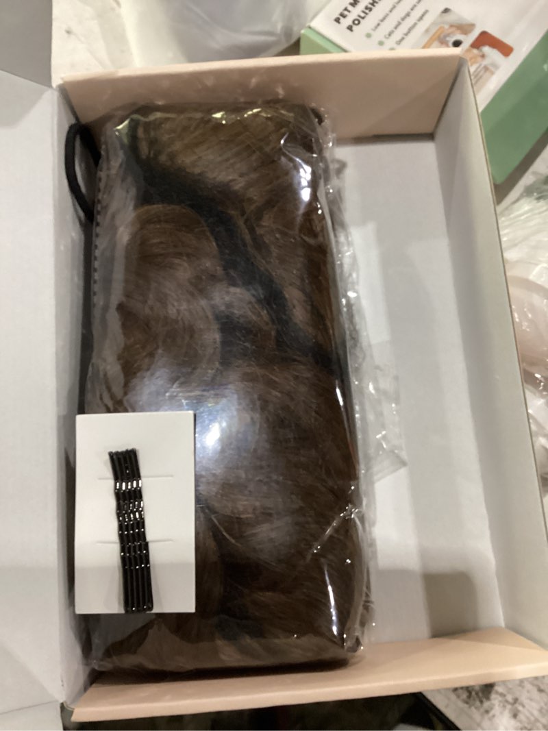 Condition photo showing New/Like New for flufymooz 4pcs half up half down ponytail extension set, fake ponytail soft synthetic hairpiece for women, long thick clip in hair extensions wavy fuller high wrap around (medium brown with medium auburn 22in) medium brown with medium auburn 22 inch(4pc)