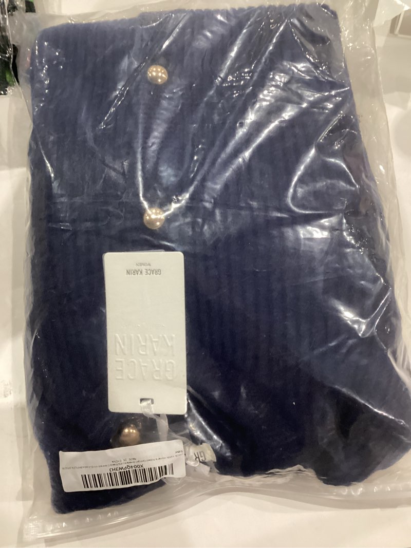 Condition photo showing New/Like New for GRACE KARIN Knit Cardigan Sweaters for Women Long Sleeve Ribbed Button Up Sweater 2026 Spring Casual Jacket Navy Blue Large