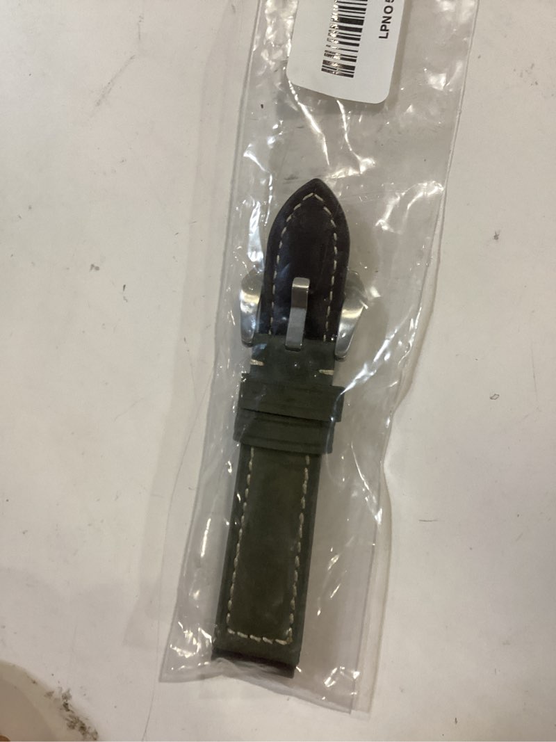 Condition photo showing Good Condition for vintage leather watch bands for men - top grain leather compatible with panerai watch band - 20mm, 22mm, 24mm, 26mm green(silver buckle) 22mm