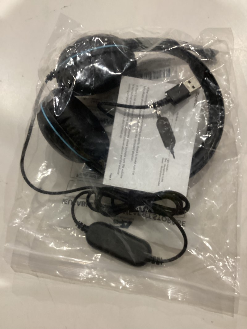Condition photo showing Good Condition for cyber acoustics stereo usb headset (ac-5008a), in-line controls for volume & mic mute, adjustable mic boom for pc & mac, perfect for classroom or home 1 pack