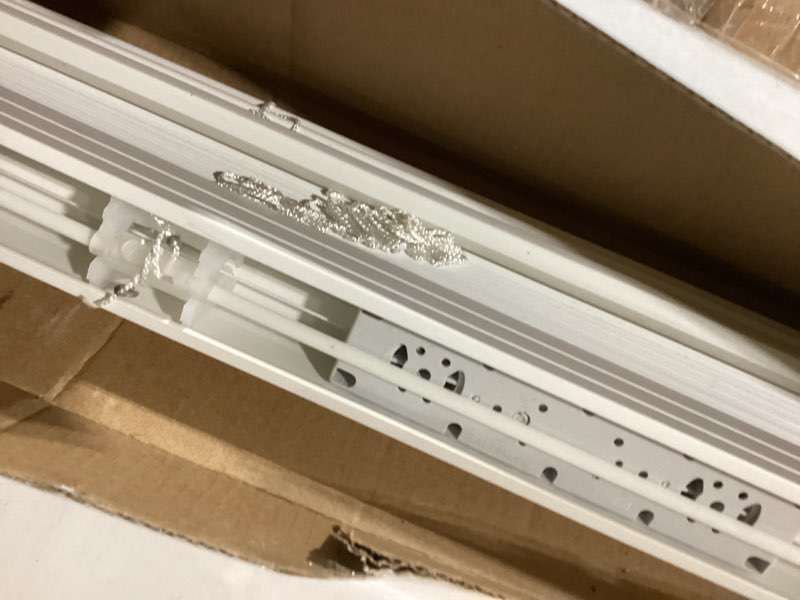 Condition photo showing Good Condition for cordless 1 inch window blinds, mirrotek cordless blinds light filtering mini blinds (30'' x 64''), white 64"w x 30"h white