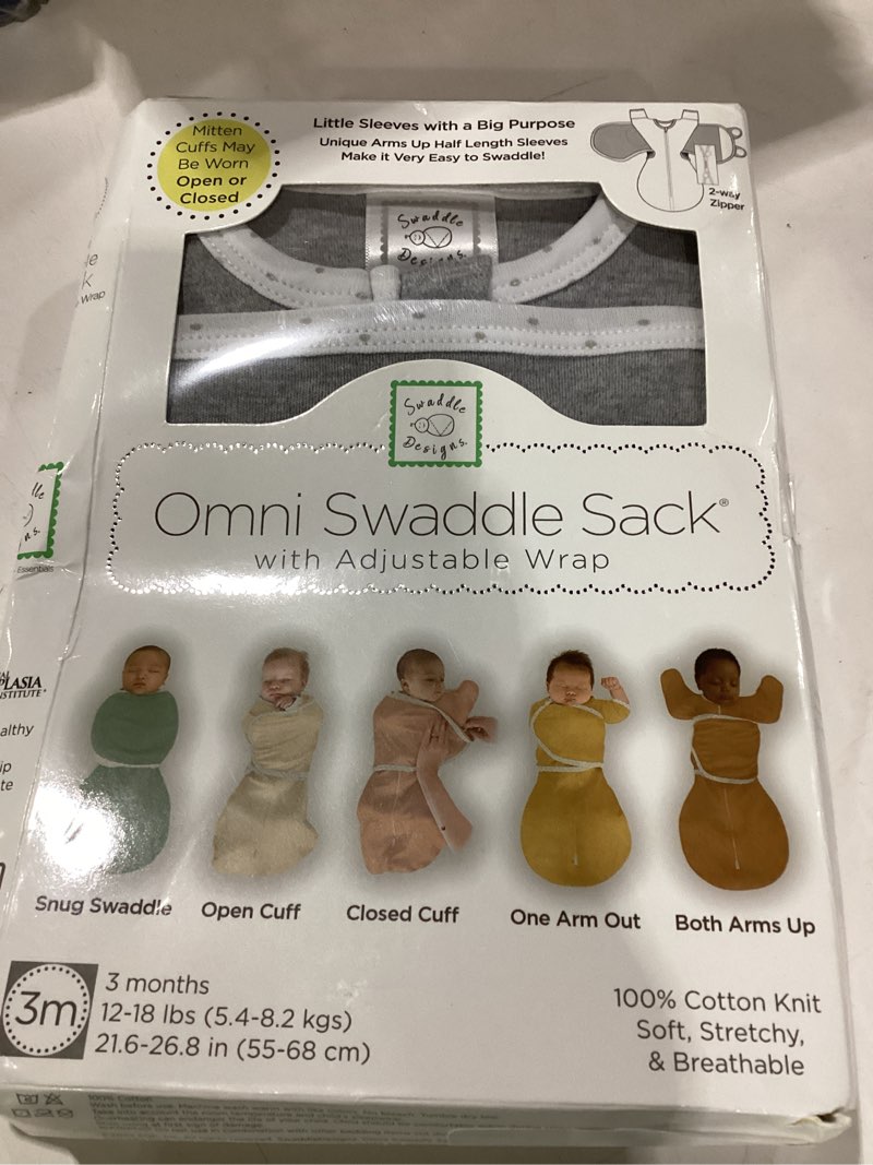Condition photo showing As Is for swaddledesigns 6-way omni swaddle sack, arms up swaddle for newborn, more options to calm startle reflex, improves sleep, easy transition baby sleep sack, 12-18 lbs, heathered gray heathered gray 3m (12-18 pound)