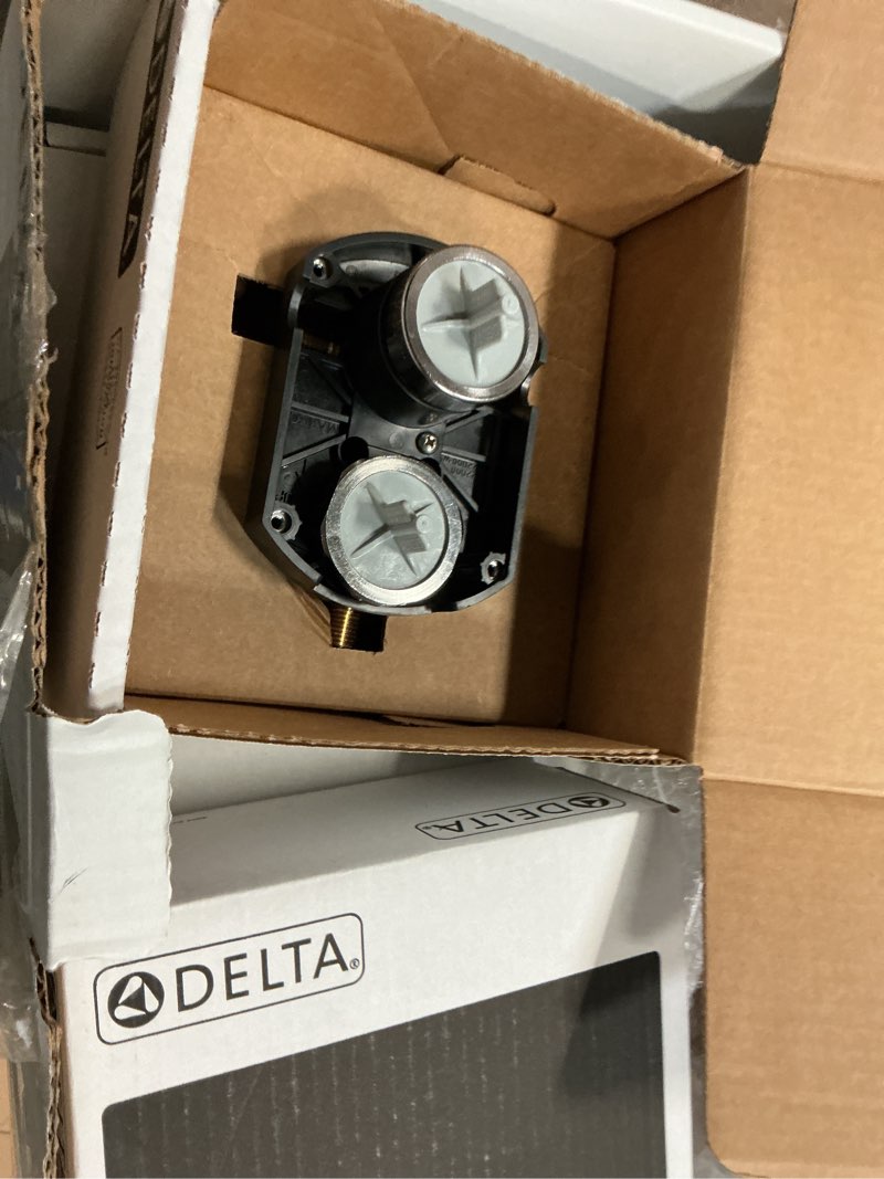 Condition photo showing Good Condition for delta modern 14 series square rain shower system faucet set, rainfall brushed nickel shower head and handle set, valve trim kit, 10 inch, spotshield stainless 342701-sp