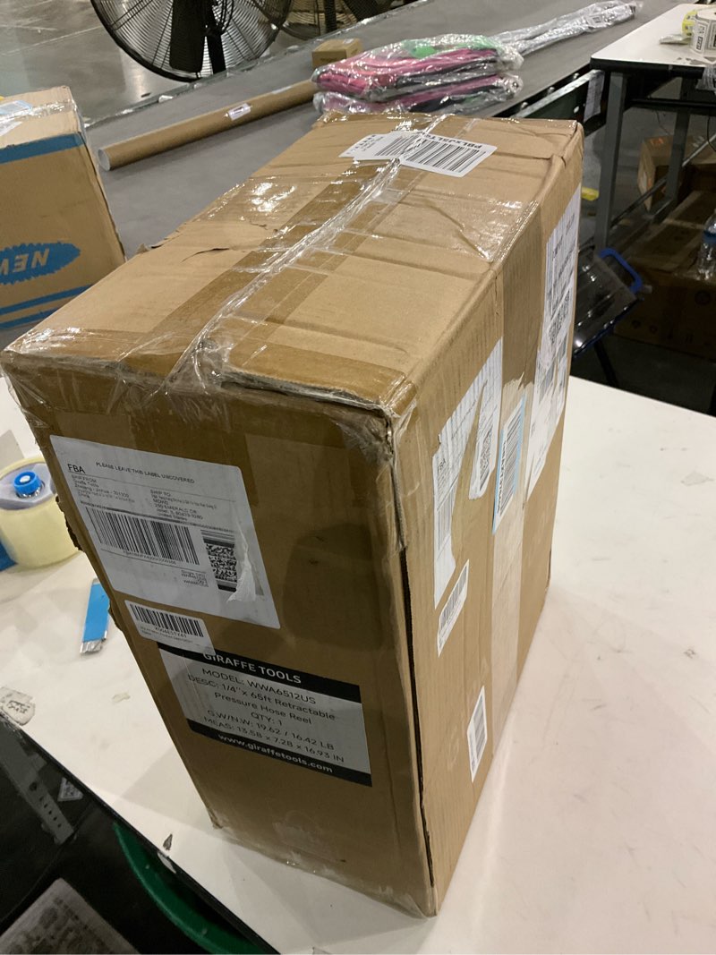 Condition photo showing As Is for Giraffe Tools Pressure Washer Hose Reel with 65ft Replaceable Hose, Power Washer Retractable Hose Reel, Heavy Duty, Wall/Floor Mounted, 3200 PSI