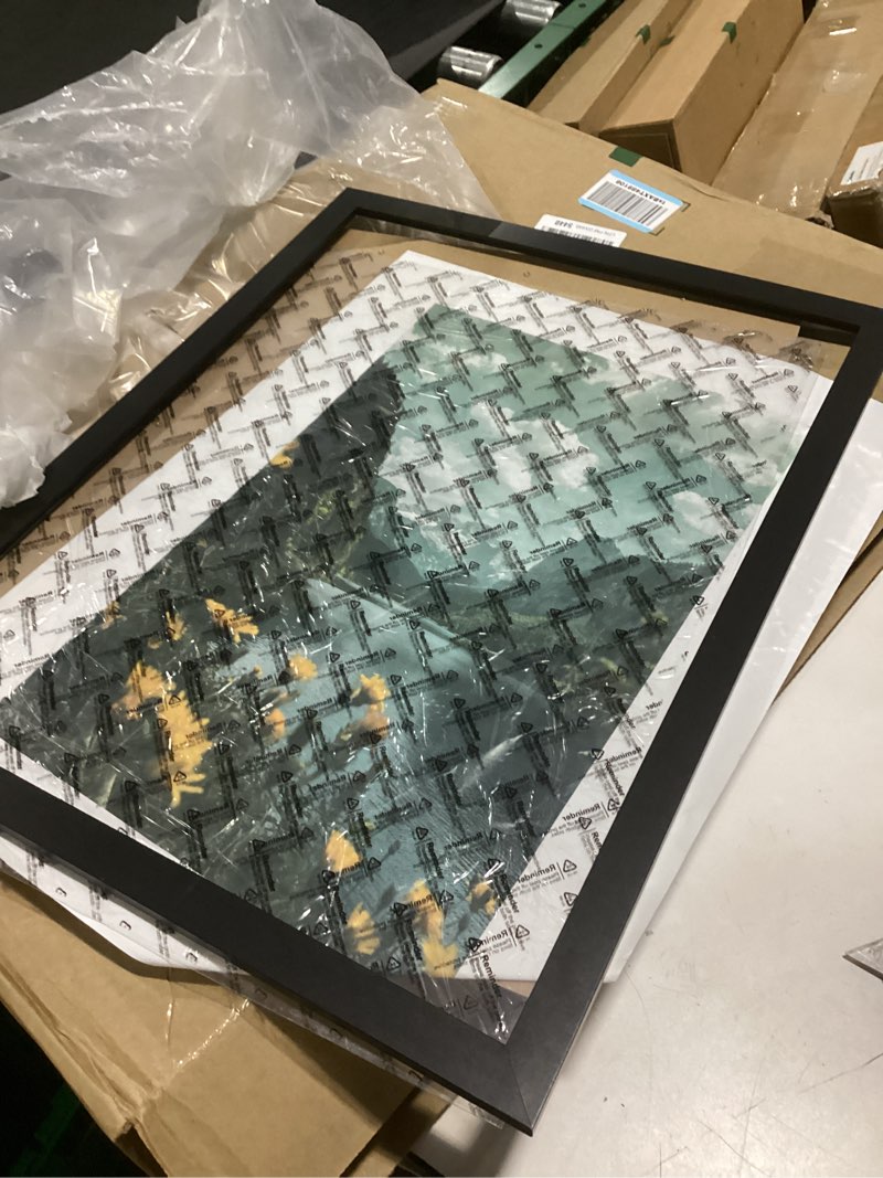 Condition photo showing As Is for picrit 17x22 picture frame, photo frame for wall mounting display, black black 17x22