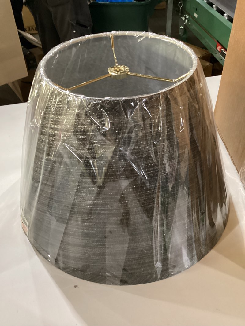 Aspen Creative 32098A, Hardback Empire Transitional Spider Shade, Dark Sliver Grey Burlap Texture Fa