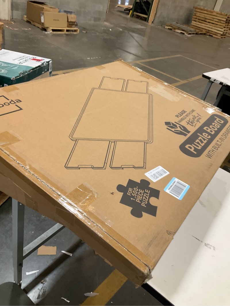 Condition photo showing Good Condition for 1500 Pieces Rotating Plastic Puzzle Board with Drawers and Cover, 35"x27" Portable Spinning Jigsaw Puzzle Table for Adults, Upgraded Lazy Susan, Ideal Gift for Mum Gray Drawers