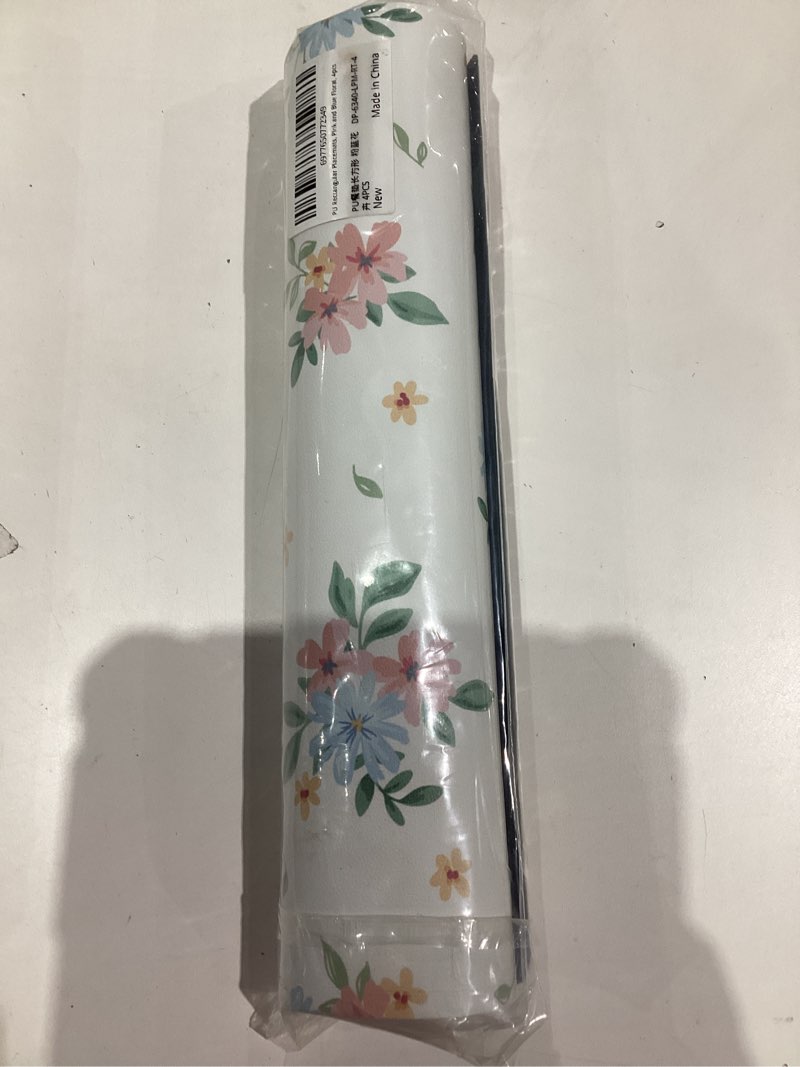 Condition photo showing New/Like New for LilyCat Faux Leather Placemats Set of 4, Waterproof Oil-Proof Dining Table Mats for Kitchen, Indoor & Outdoor Heat Resistant Wipeable PU Place Mats, 18’’× 12’’, Pink and Blue Floral Pink and Blue Floral 4 pcs