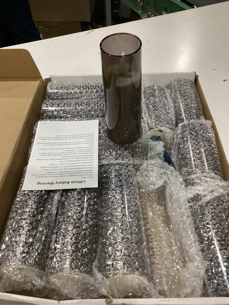 Condition photo showing As Is for homemory 12pcs flameless candles with star string fairy lights, flickering battery operated candles, led fake candles with remote and timer, halloween, weddings, home decor, grey grey-12pcs 12pcs, d2.2"x h5"6"7"